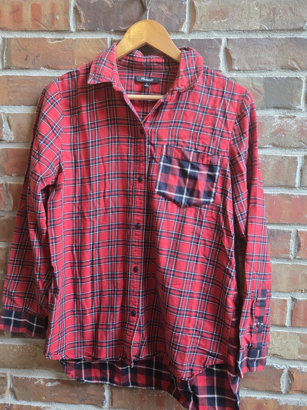 Madewell Red Plaid Button-Down Shirt Soft Cozy Casual Easy Layering